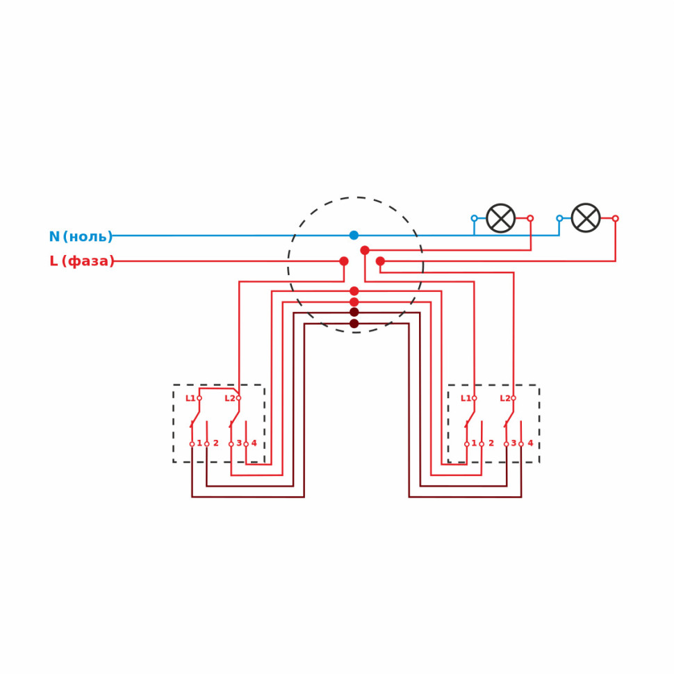 Выключатель двухклавишный проходной (Hammar черный) W1222008