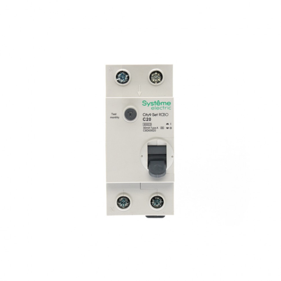 Дифференциальный автомат (АВДT) С 20A Тип-A 30мА 6kA 1P+N 230В Systeme Electric City9 Set C9D65620