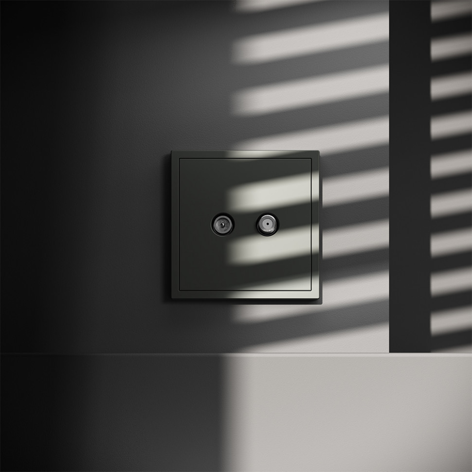 Розетка телевизионнная встраиваемая VOLTUM S70 оконечная TV+SAT, (титан) VLS060406