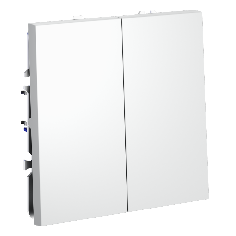 Перекрестный переключатель встраиваемый VOLTUM S70 двухклавишный 10А, (белый матовый)