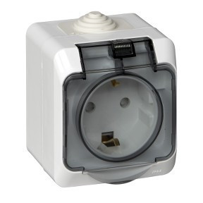 Розетка с заземлением со шторками IP44 16А 250B Белый Systeme Electric Этюд PA16-044B