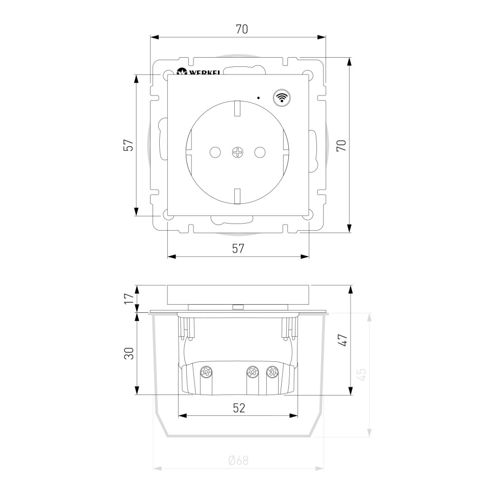 Умная  встраиваемая розетка с заземлением с защитными шторками (белый) W1171601