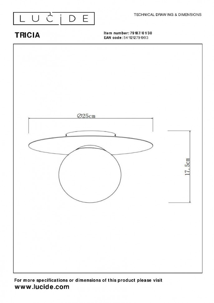 Потолочный светильник Lucide Tricia 79187/01/30