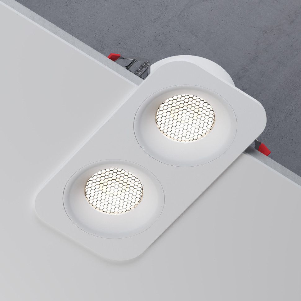 Светильник встраиваемый светодиодный с антибликовой решеткой Tetro 20W 3000K белый IP44 15277/LED