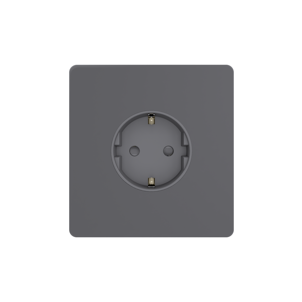 Systeme Infinity, Розетка С/У с ЗК (250В, 16А, защит.шторки), Вулканический пепел