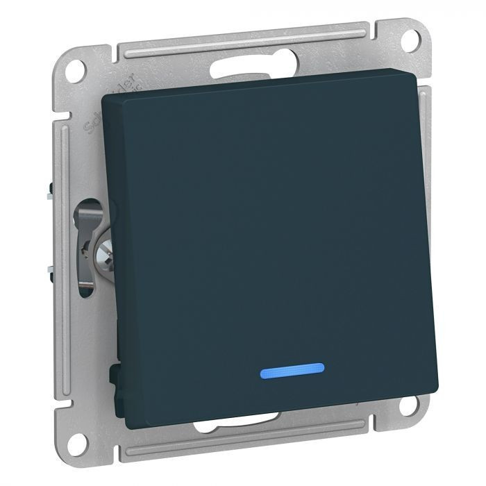Переключатель одноклавишный Schneider Electric Atlas Design с подсветкой, изумруд ATN000863