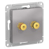 Аудиорозетка Systeme Electric Atlas Design двухместная, алюминий ATN000387