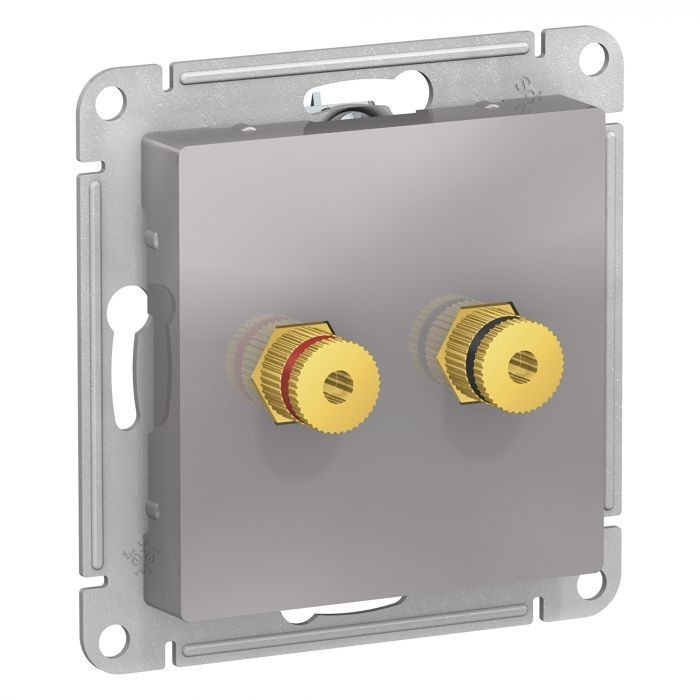 Аудиорозетка Systeme Electric Atlas Design двухместная, алюминий ATN000387