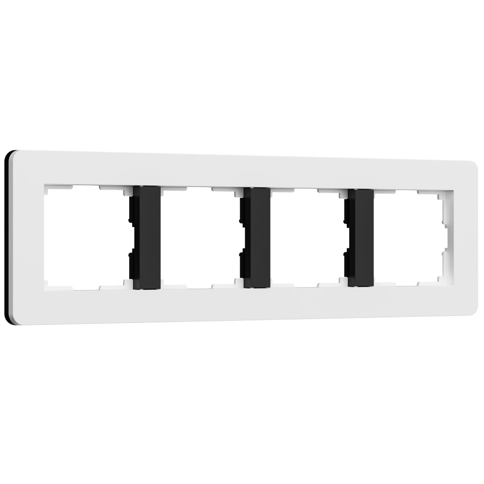 Рамка из поликарбоната на 4 поста Split белый/черный, soft-touch W0043068