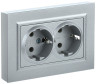 BRITE Розетка 2-местная с заземлением без защитных шторок 16А в сборе РС12-3-БрС сталь IEK