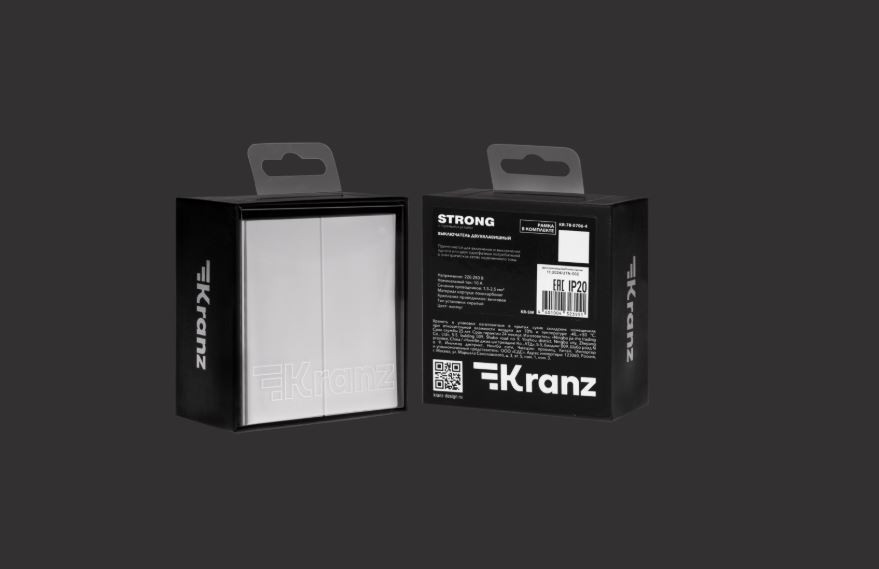 KRANZ Выключатель STRONG 2 кл 10А с/у жемчуг KR-78-0706-4