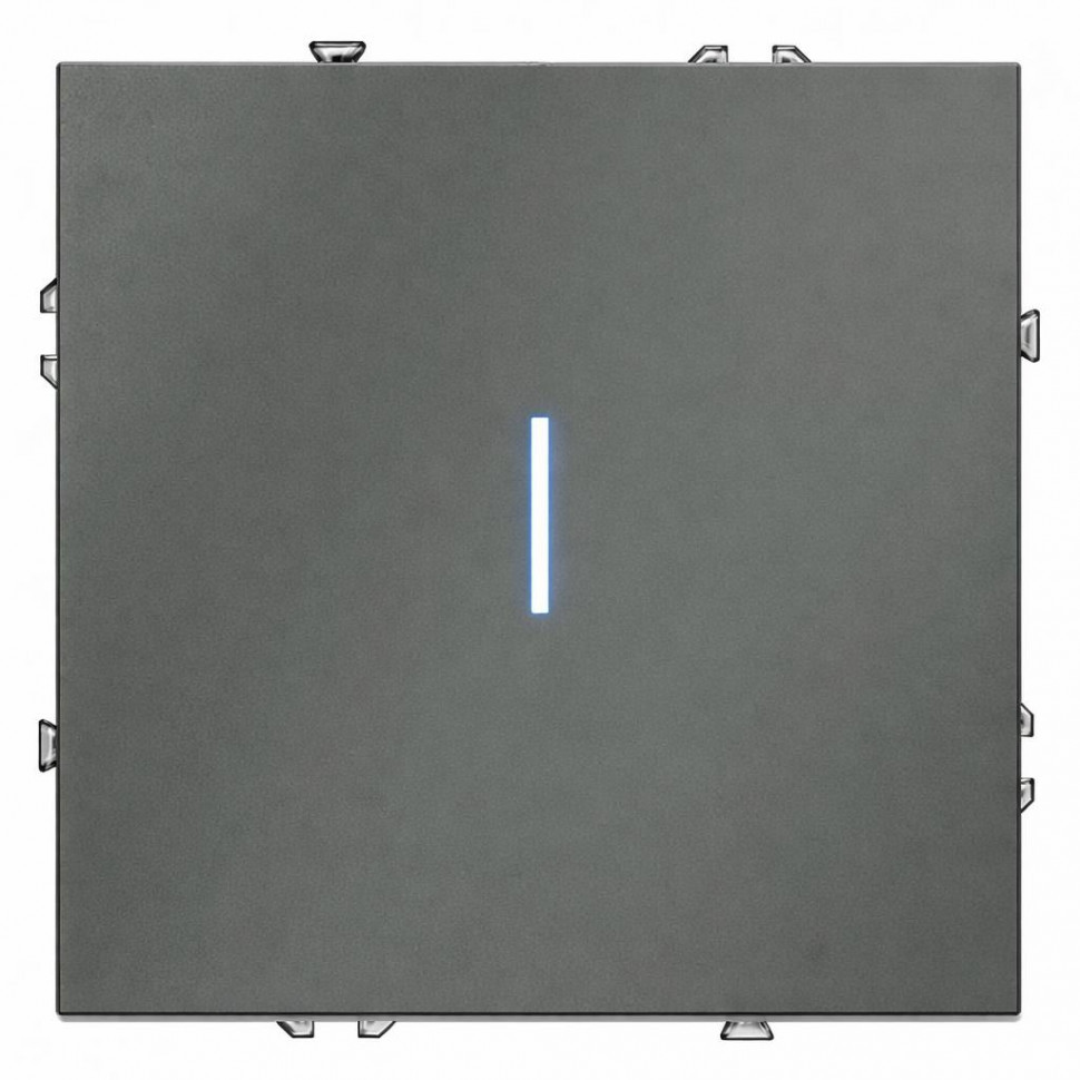 Выключатель одноклавишный проходной с подсветкой LED, (серый)  