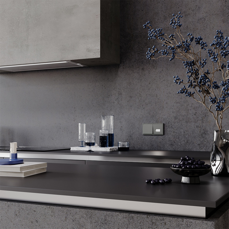 Выключатель встраиваемый VOLTUM S70 одноклавишный 10А, (титан)