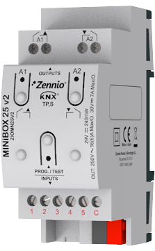 Актуатор KNX, 2-выхода, 5-​​входов Zennio MINiBOX 25 v2 ZIOMN25V2