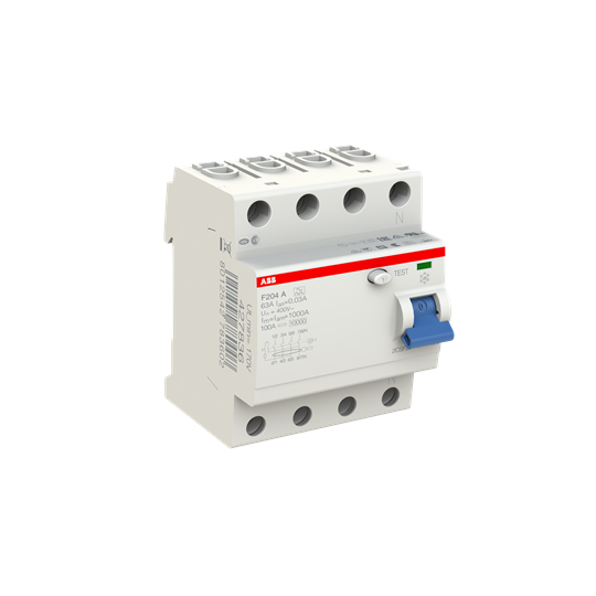 Устройство защитного отключения (УЗО) ABB F204 A-63/0.03 Тип-A  4P 63A 30мА 2CSF204101R1630