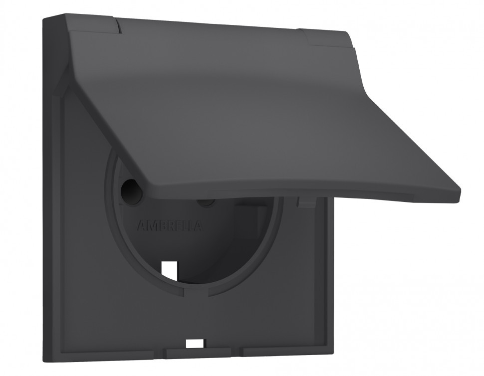 SP9080 Лицевая панель SIGMA (Графит Мягкое касание) для электрической розетки с/з со шторками и крышкой IP44 QUANT PRO