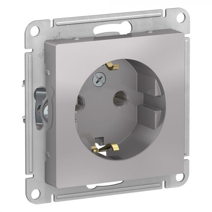 Розетка силовая Systeme Electric Atlas Design алюминий ATN000343