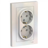 Розетка двойная Systeme Electric Atlas Design в сборе, жемчуг ATN000424