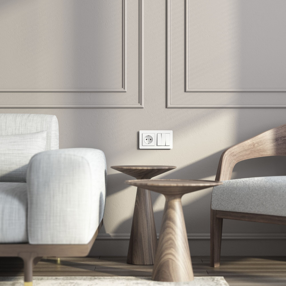 Розетка с заземлением (белый акрил) W1171041