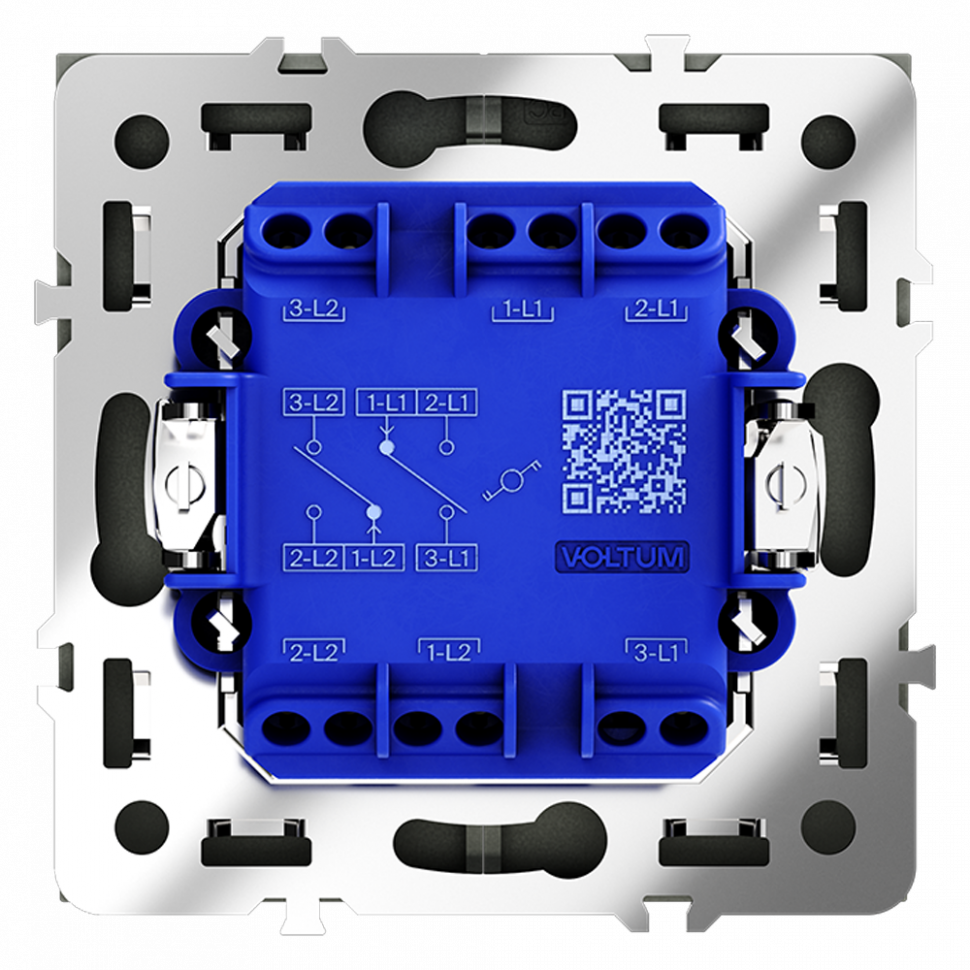 Проходной переключатель встраиваемый VOLTUM S70 двухклавишный 10А, (титан) VLS020306