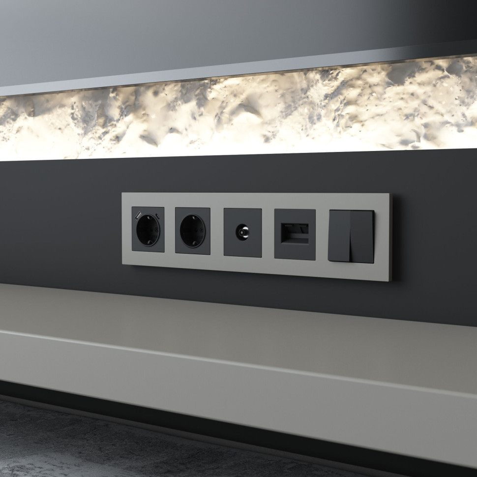 W0052917/ Рамка на 5 постов Slab (дымчатый софт) W0052917