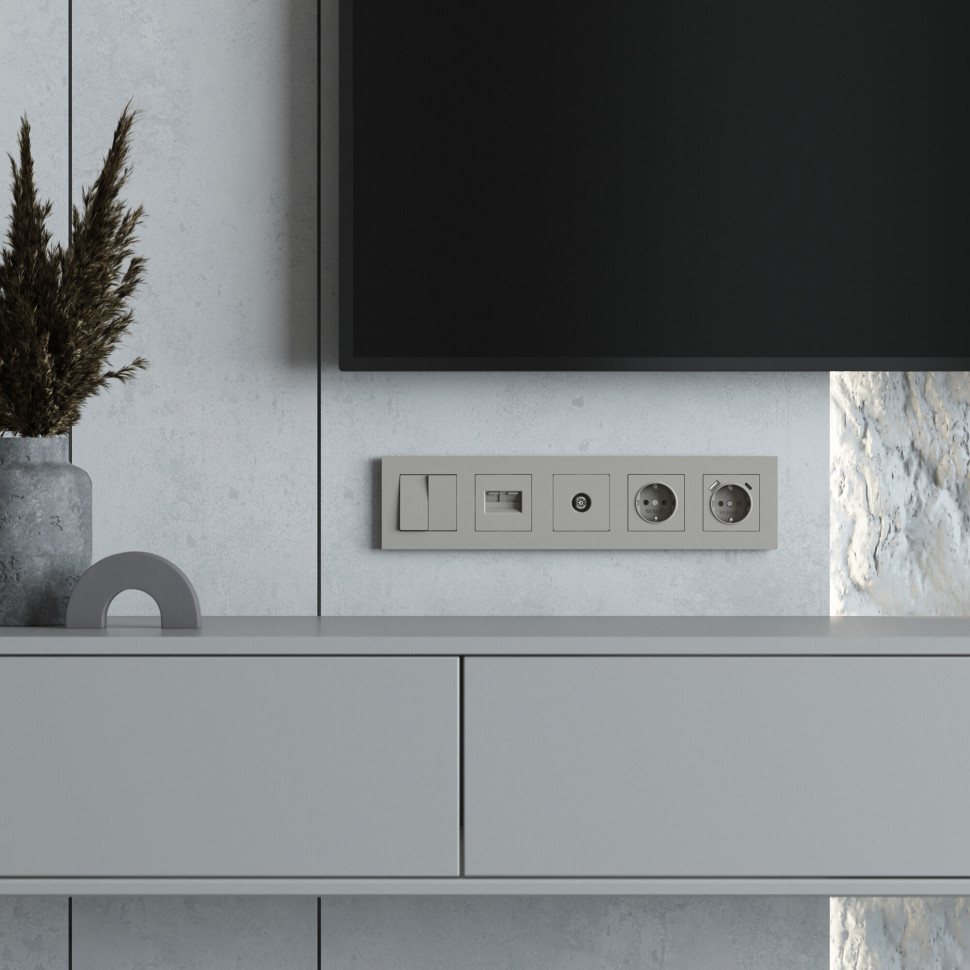 W0052917/ Рамка на 5 постов Slab (дымчатый софт) W0052917