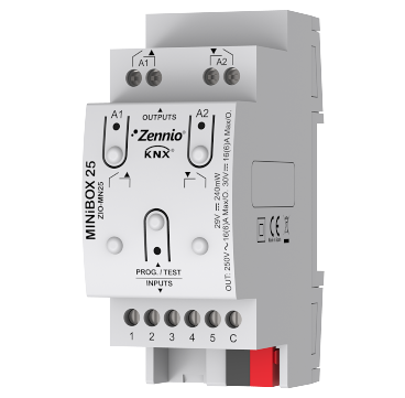 Актуатор KNX, 2-выхода, 5-​​входов Zennio MINiBOX 25 ZIO-MN25