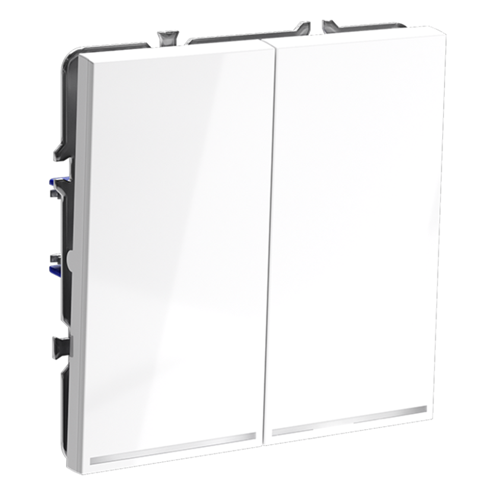 Выключатель встраиваемый VOLTUM S70 двухклавишный с подсветкой 10А, (белый глянцевый)