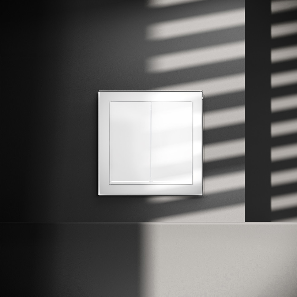 Выключатель встраиваемый VOLTUM S70 двухклавишный с подсветкой 10А, (белый глянцевый)