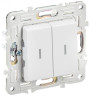 IEK SKANDY Выключатель 2-клавишный проходной с индикацией 10А SK-V10W арктический белый , SK-V22-1-10-K01