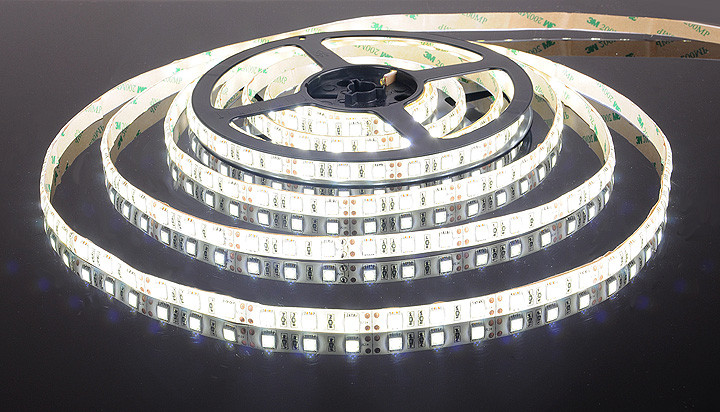 Лента светодиодная 60Led 14,4W IP65 холодный белый (5050 12V 60Led 14,4W IP65)