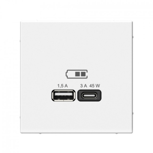 Зарядное устройство USB тип-A + тип-C 45Вт высокоскор.заряд. QC, PD, механизм, Schneider Electric Art Gallery белое GAL000129