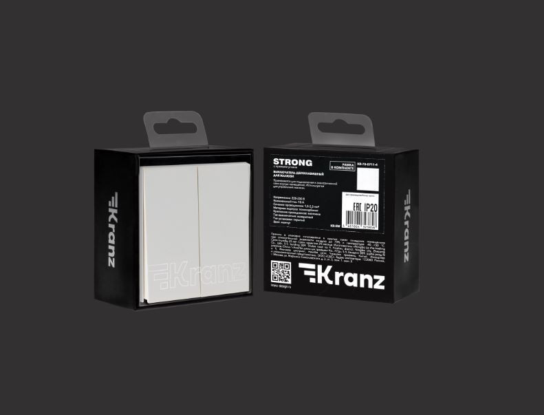 KRANZ Выключатель STRONG 2 кл для жалюзи возвратный 10А с/у жемчуг KR-78-0711-4