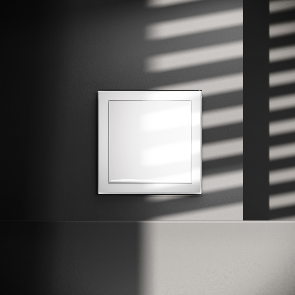 Выключатель встраиваемый VOLTUM S70 одноклавишный с подсветкой 10А, (белый глянцевый)