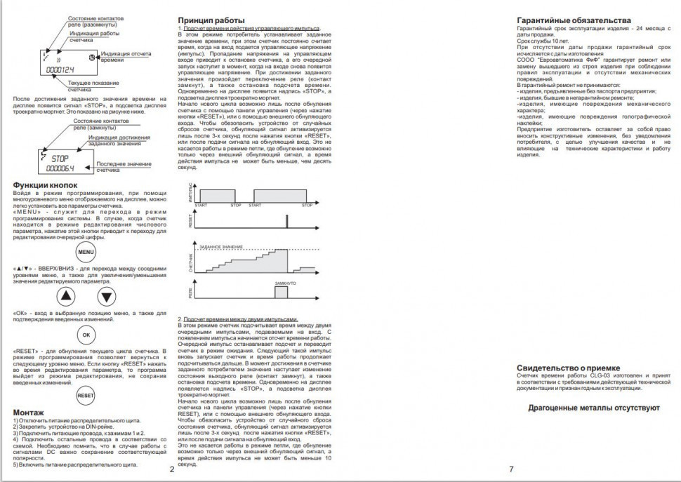Счётчик времени работы и импульсов CLG-03