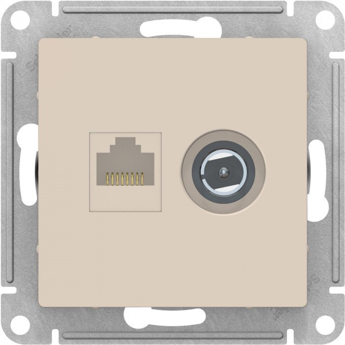 Розетка TV+RJ-45 Systeme Electric Atlas Design бежевая ATN000289