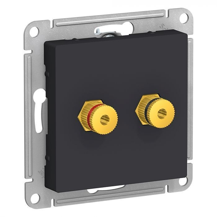 Аудиорозетка Systeme Electric Atlas Design двухместная, карбон ATN001087