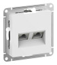 Розетка двойная Systeme Electric Atlas Design RJ-45 кат. 6a, белая ATN000188