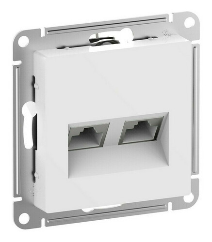 Розетка двойная Systeme Electric Atlas Design RJ-45 кат. 6a белая ATN000188