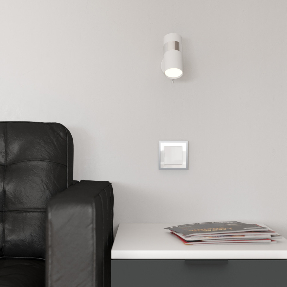 Рамка из металла на 1 пост Baguette белый/серебро W0012850