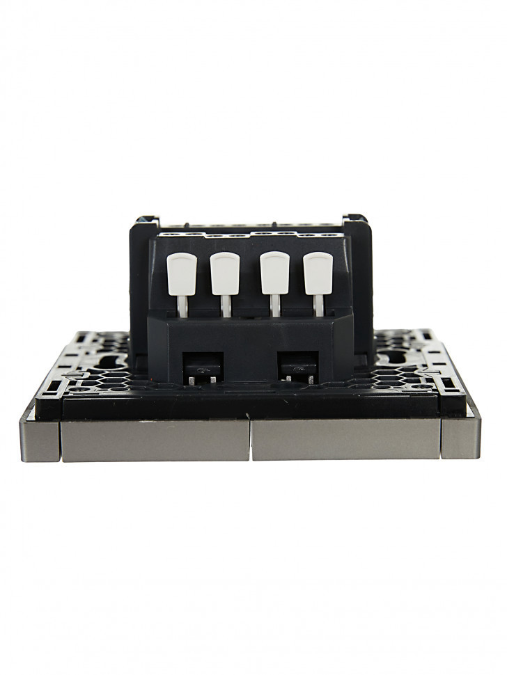 FORTE&PIANO Выключатель 2-клавишный проходной с индикацией 10А FP508 сталь IEK