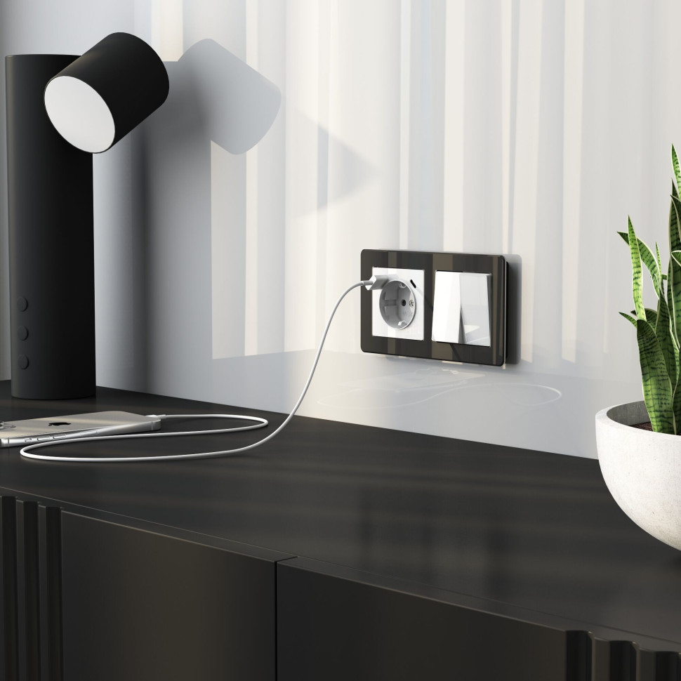 Выключатель двухклавишный (белый акрил) W1120041