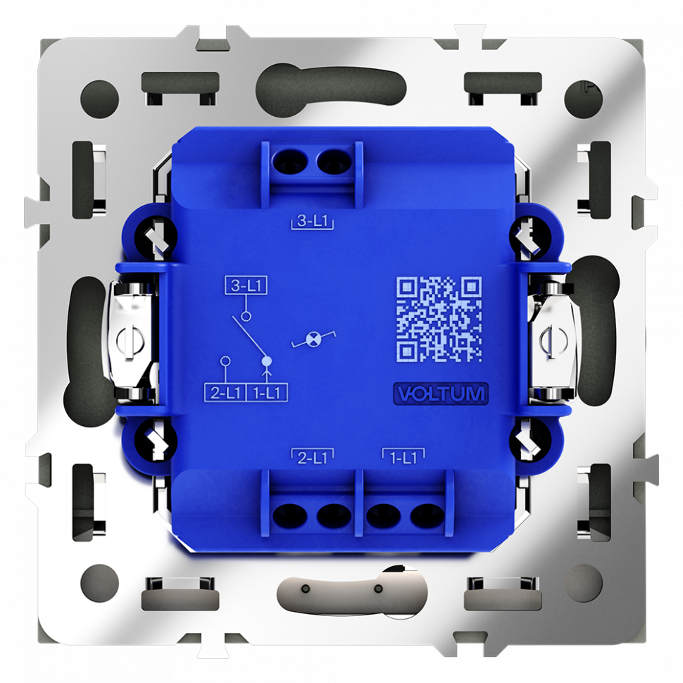 Проходной переключатель встраиваемый VOLTUM S70 одноклавишный с подсветкой 10А, (графит) VLS010407