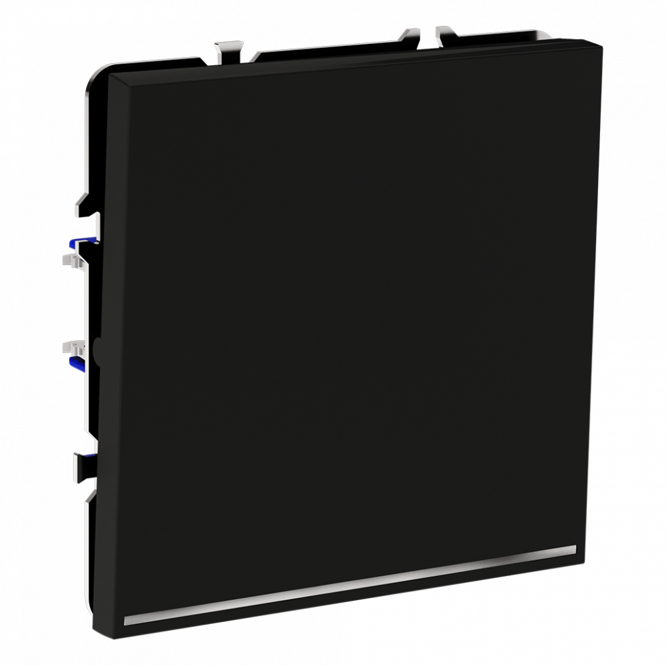 Выключатель встраиваемый VOLTUM S70 одноклавишный с подсветкой 10А, (черный матовый) VLS010208