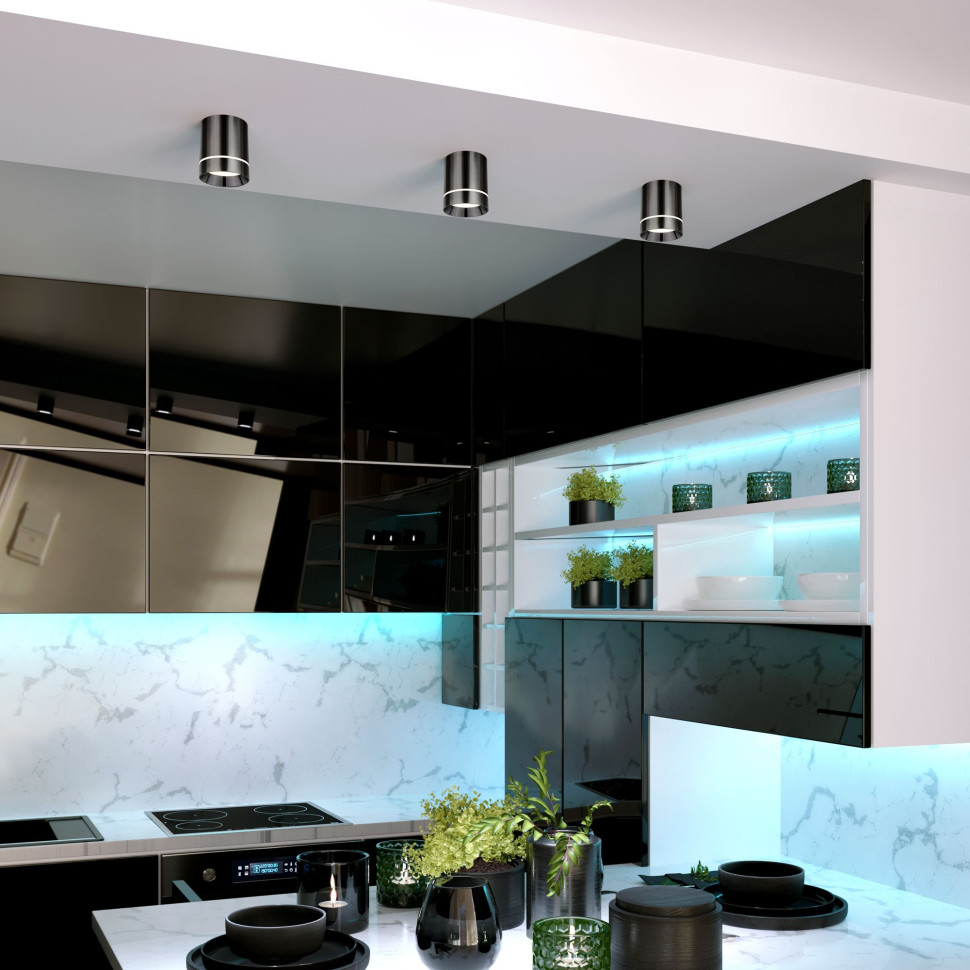 Накладной потолочный светодиодный светильник DLR021 9W 4200K Черный жемчуг