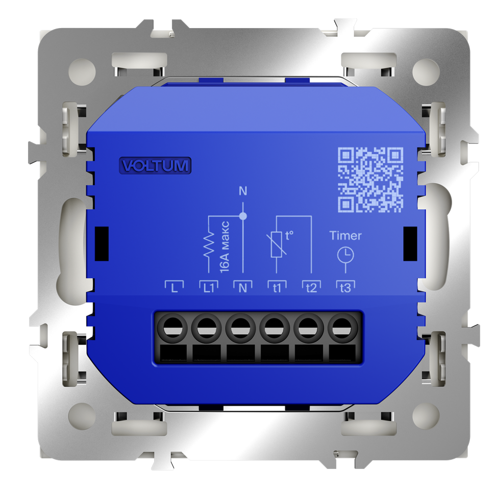 Терморегулятор электронный VOLTUM S70 с индикацией и датчиком, для теплого пола, (хлопок)