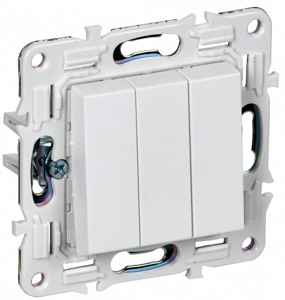IEK SKANDY Выключатель 3-клавишный 10А SK-V11W арктический белый , SK-V30-0-10-K01