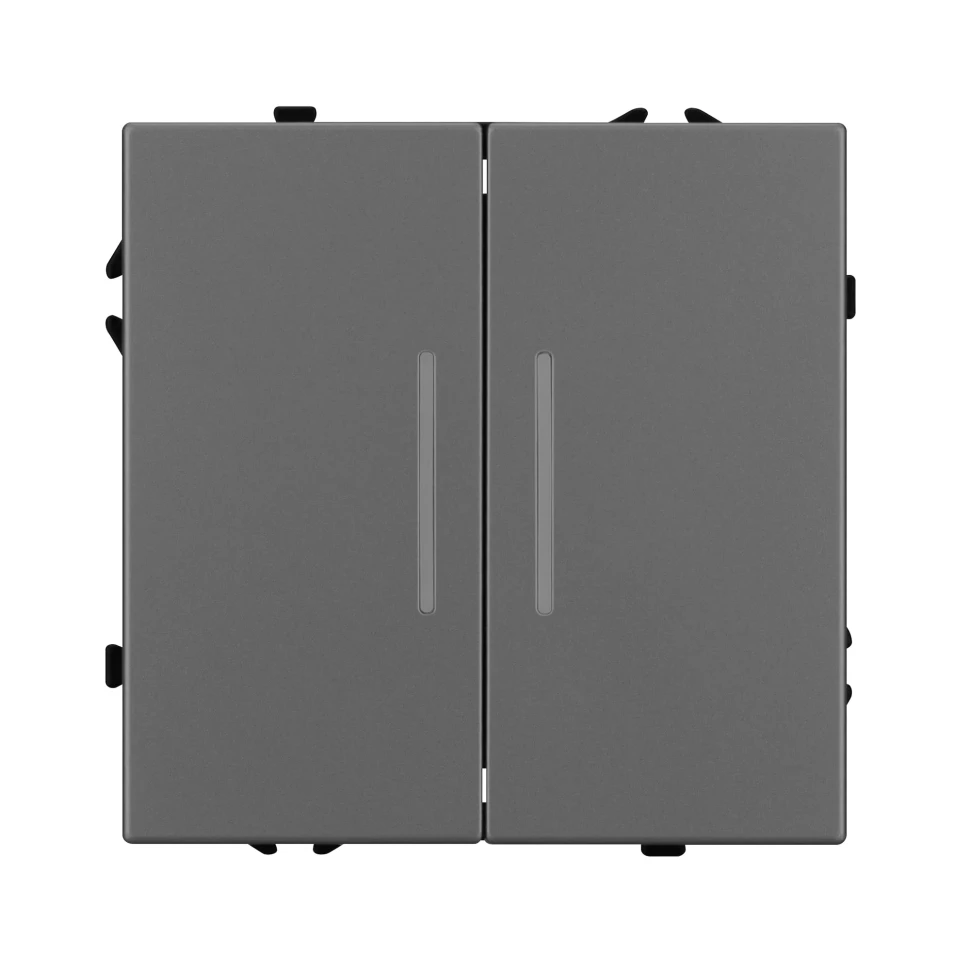Выключатель двухклавишный с подсветкой LED NEO PLUS (серый)  