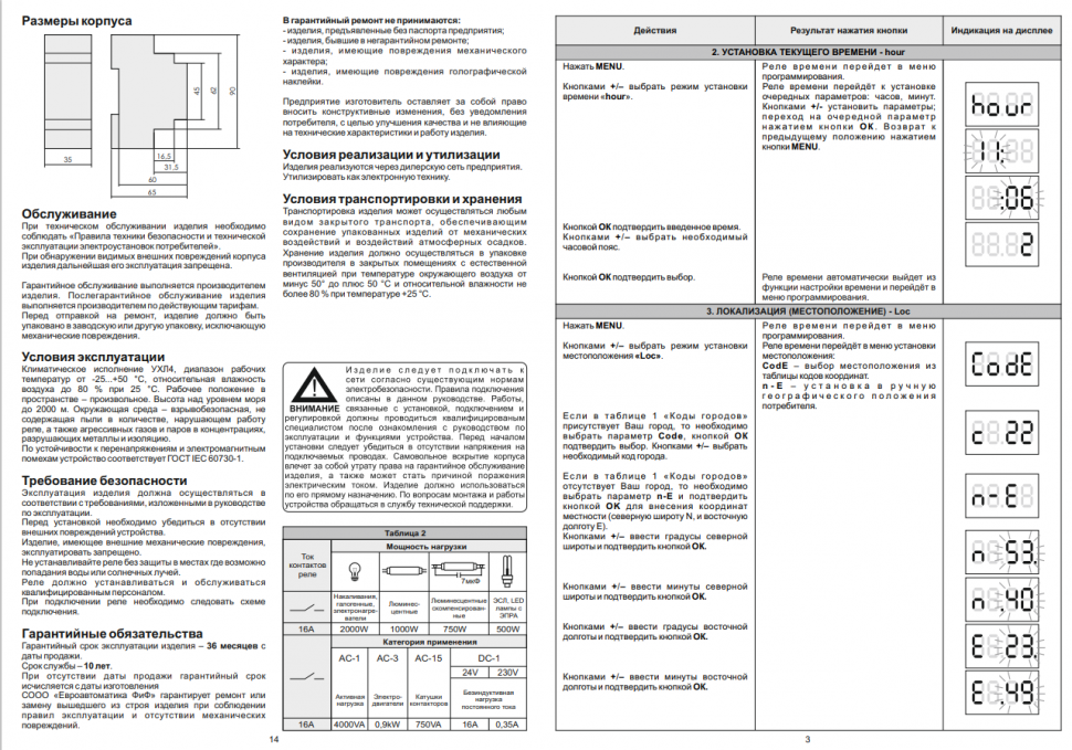 Астрономический реле времени PCZ-525-1 EA02.002.011 F&F