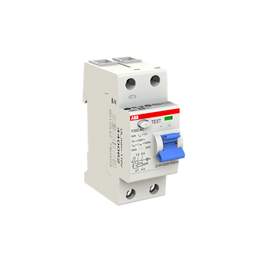 Устройство защитного отключения (УЗО) ABB F202 AC-63/0.1 Тип-AC 2P 63A 100мА 2CSF202001R2630